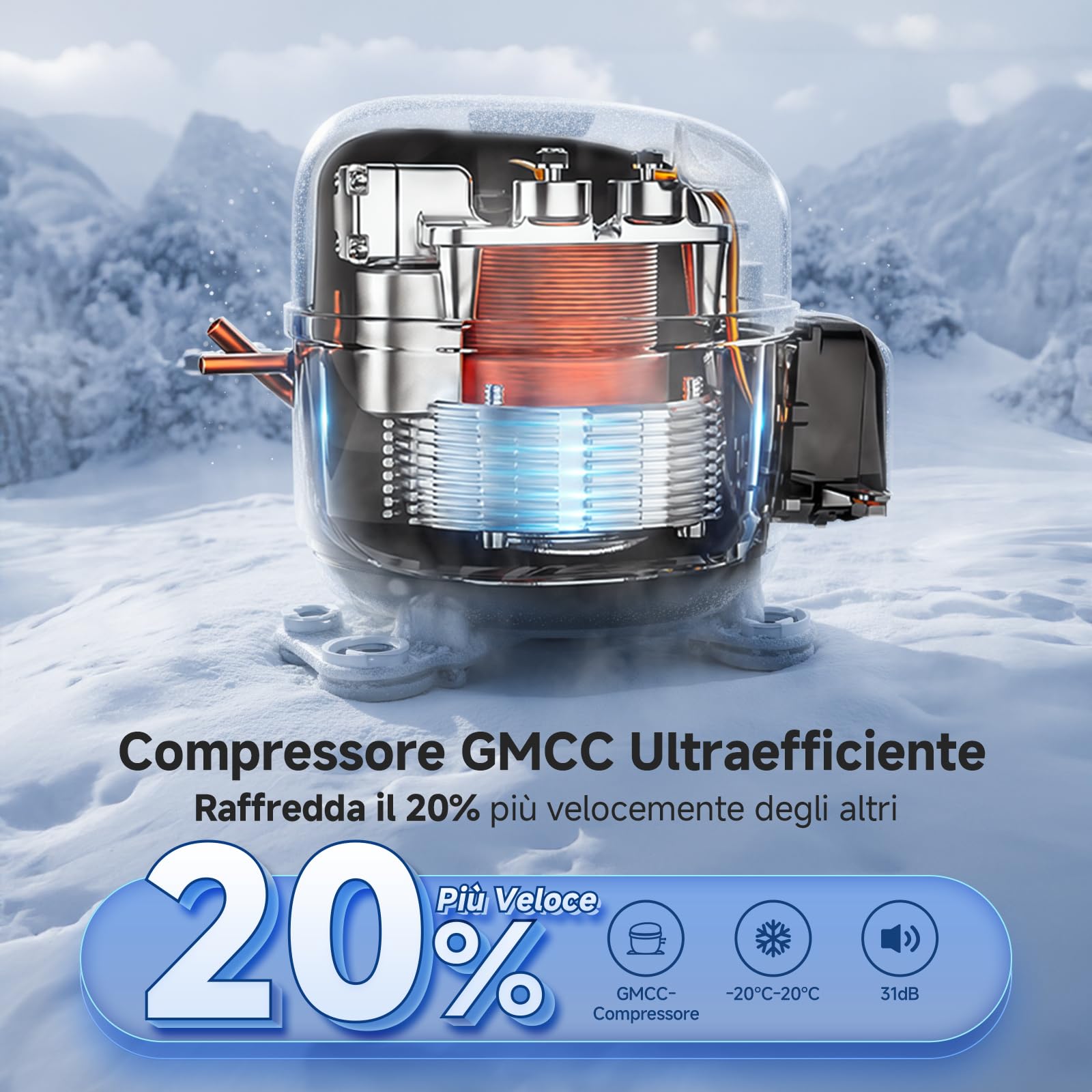AAOBOSI Frigo Portatile 25L 12V/220V IPX4 Impermeabile -20°C a 20°C