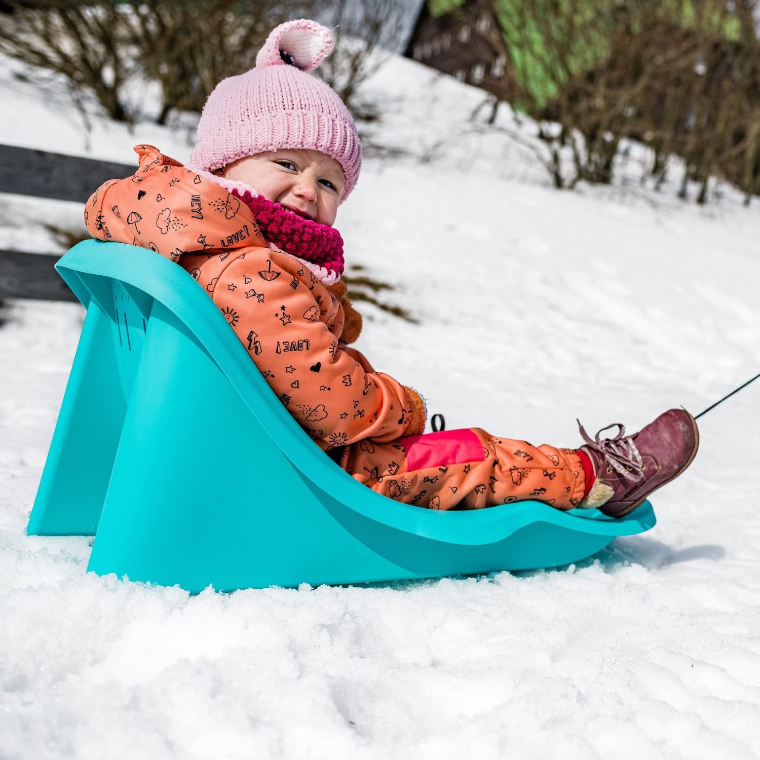 Plastkon Gizmo Riders Luge Bob pour tout-petits de 6 mois à 3 ans – Enfants avec ceinture de sécurité – en plastique de haute qualité, titane bleu clair, 74 x 38 x 33 cm