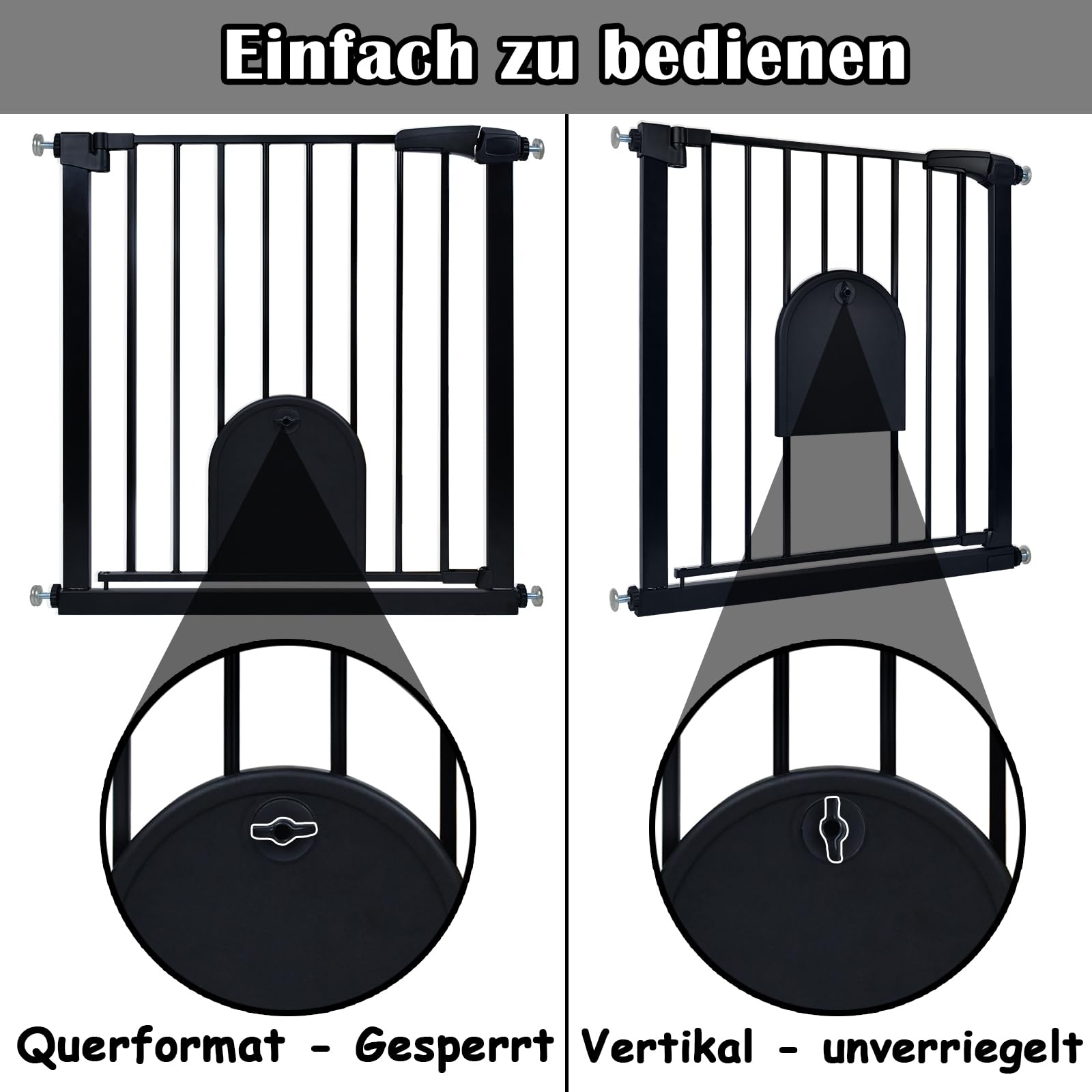 NAIZY Barrera de seguridad para niños, incluye puerta para animales, protección de escaleras N Stop Safety Gate con sin taladrar y rejilla metálica, ampliable con extensión separada, 85-95 cm de