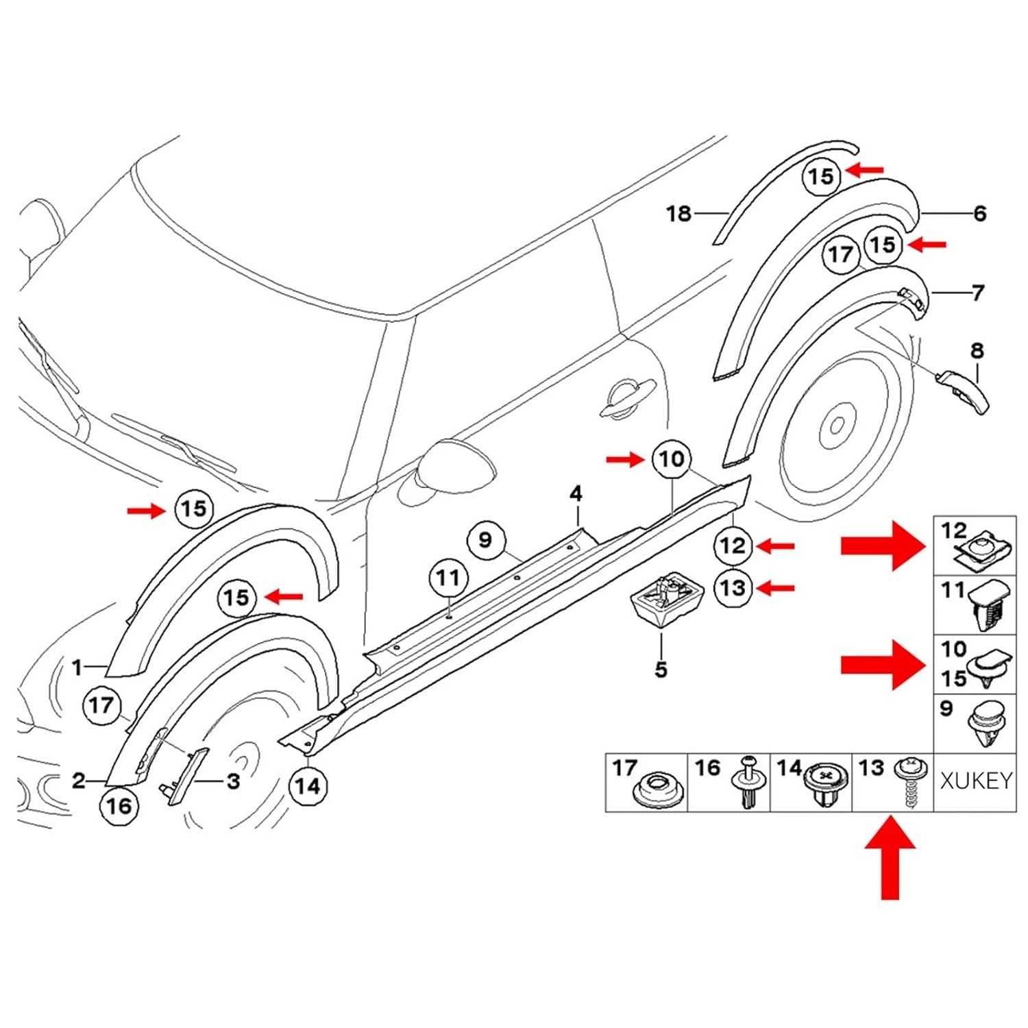 U Clips 100pcs Chassis Engine Guard Metal Nut/Screw Washers U-Shape Clip Auto Bumper Cross Head Screws