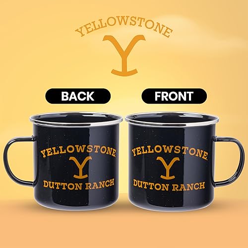 Vista 2 de Silver Buffalo Yellowstone Dutton Ranch - Taza esmaltada para caravana, 21 onzas Rancho Dutton de Yellowstone