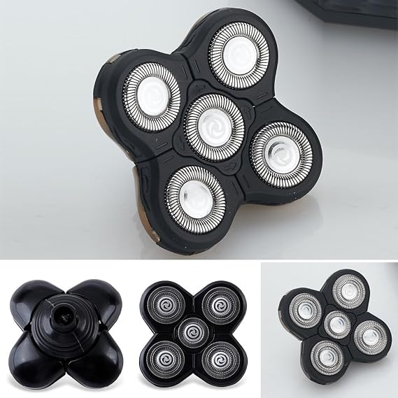 Men Electric Shavers Replacement Heads 5 in 1 Razor Replaceable Alternate Floating Washable Blade Trimmers Head(black)