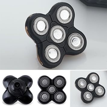 Men Electric Shavers Replacement Heads 5 in 1 Razor Replaceable Alternate Floating Washable Blade Trimmers Head(black)