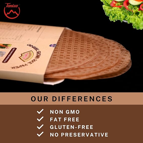 TANISA Organic Brown Rice Paper Wrapper, Healthy Gluten Free Spring Roll Rice Paper Wrappers Fresh Rolls