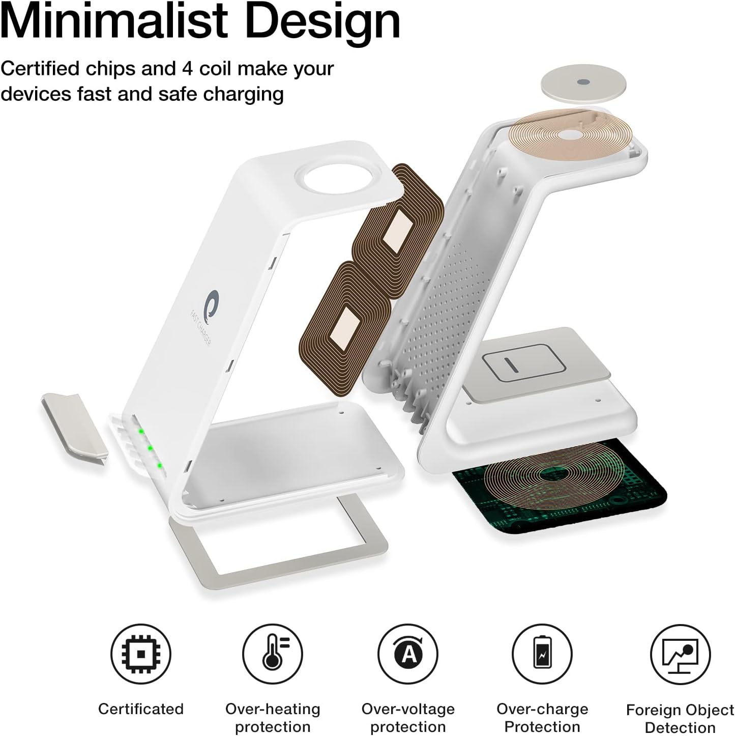 Wireless Charging Station for Samsung, Earteana 3 in 1 Wireless Stand Dock for Samsung S23/S22/S21/S20/Note 20, Galaxy Watch 4/3/Active/2/Gear S3, Buds+/Live, 18W QC Adapter Included(White)