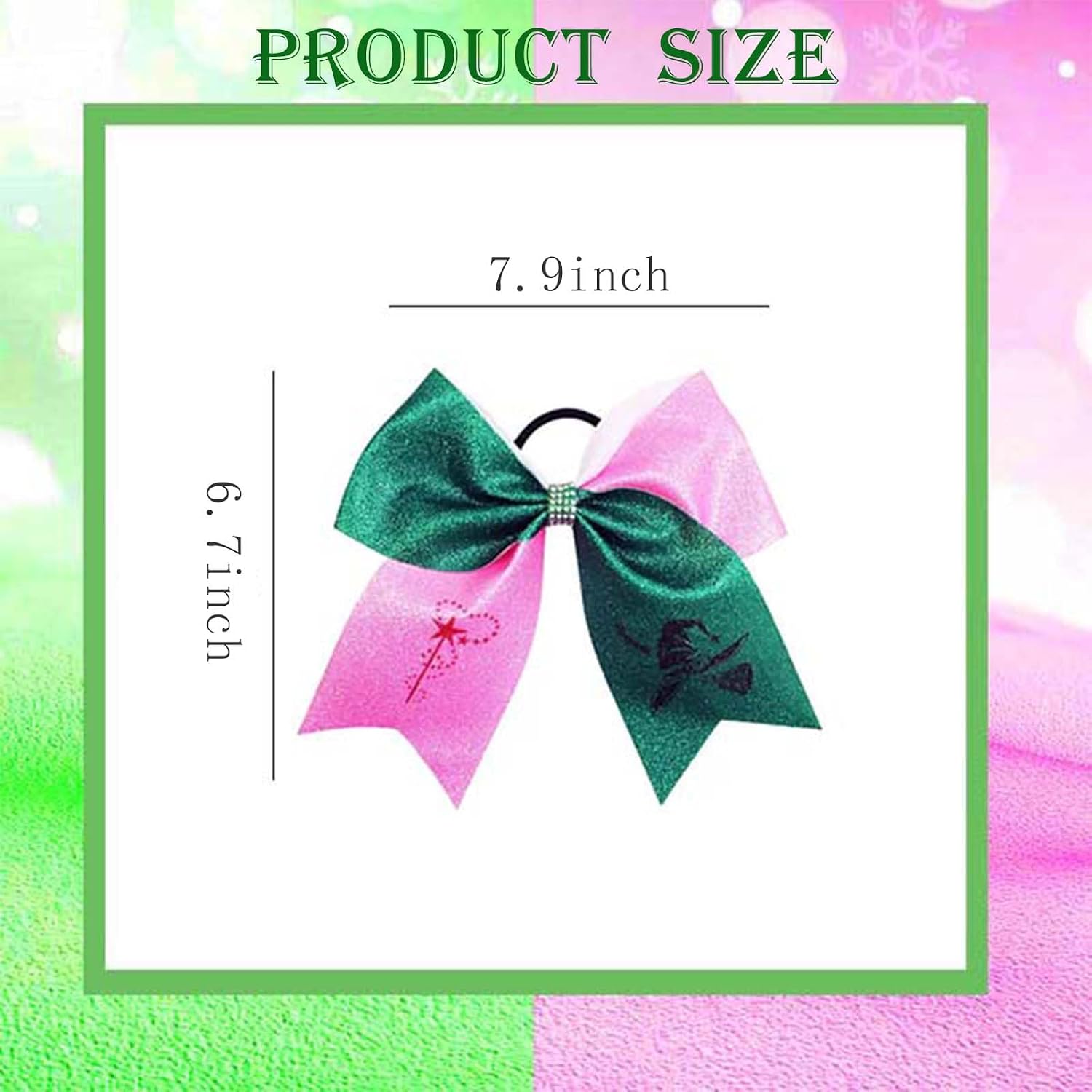 2pcs Witch Hair Accessories for Women, Pink Green Witch Hair bows for Wicked Movie Game Fans, wicked gifts for girls image 2