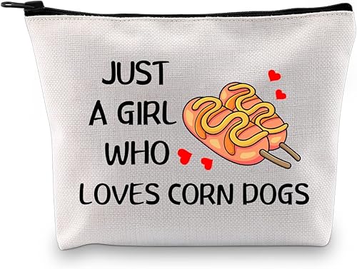 G2TUP Bolsa de maquillaje para perros de maíz, regalo para amantes de los perros de maíz, bolsa de cosméticos Corndog, regalo para amantes de los