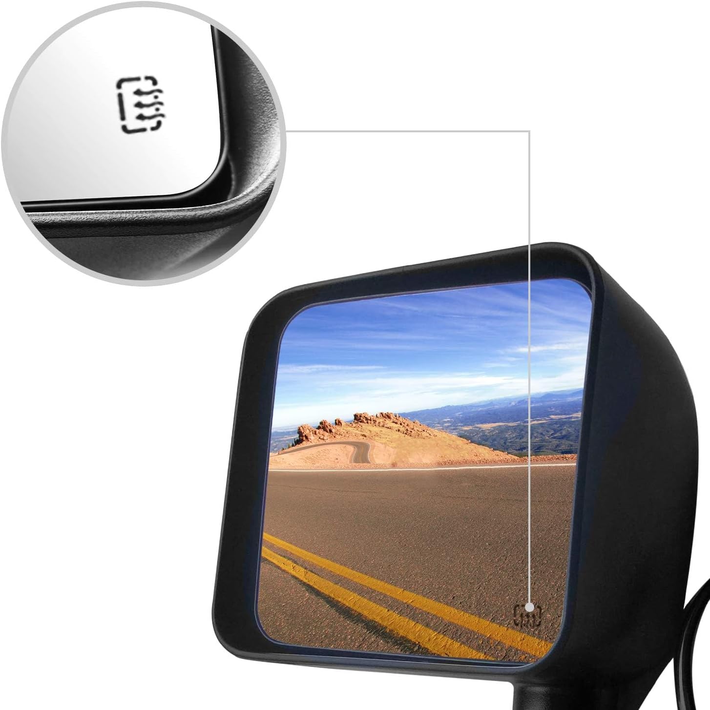 PZ Towing Mirrors Compatible with Jeep Wrangler 2007-2017 with Electric Adjustable Glass, Power Heated Black Right Passenger Side