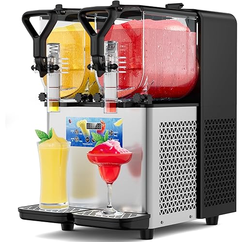 Margarita Machine, Professional Slushy Machine with LED Light, No Ice Needed, 8L 110V Slushie Maker with Auto Clean, Margarita Slush Slushy Machine for Home Commercial Use