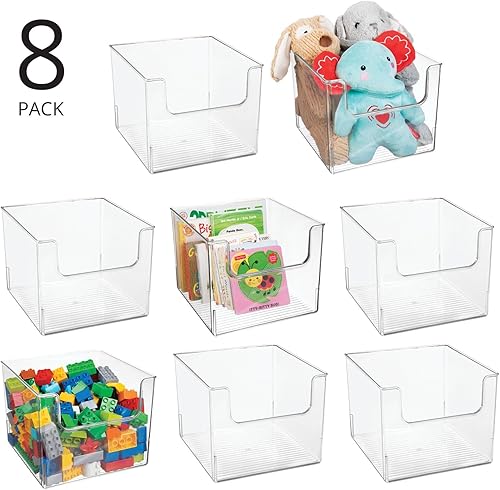 Miniatura 2 de mDesign Contenedores organizadores de almacenamiento de plástico para el hogar con frente abierto para cocina, dormitorio, baño, oficina,