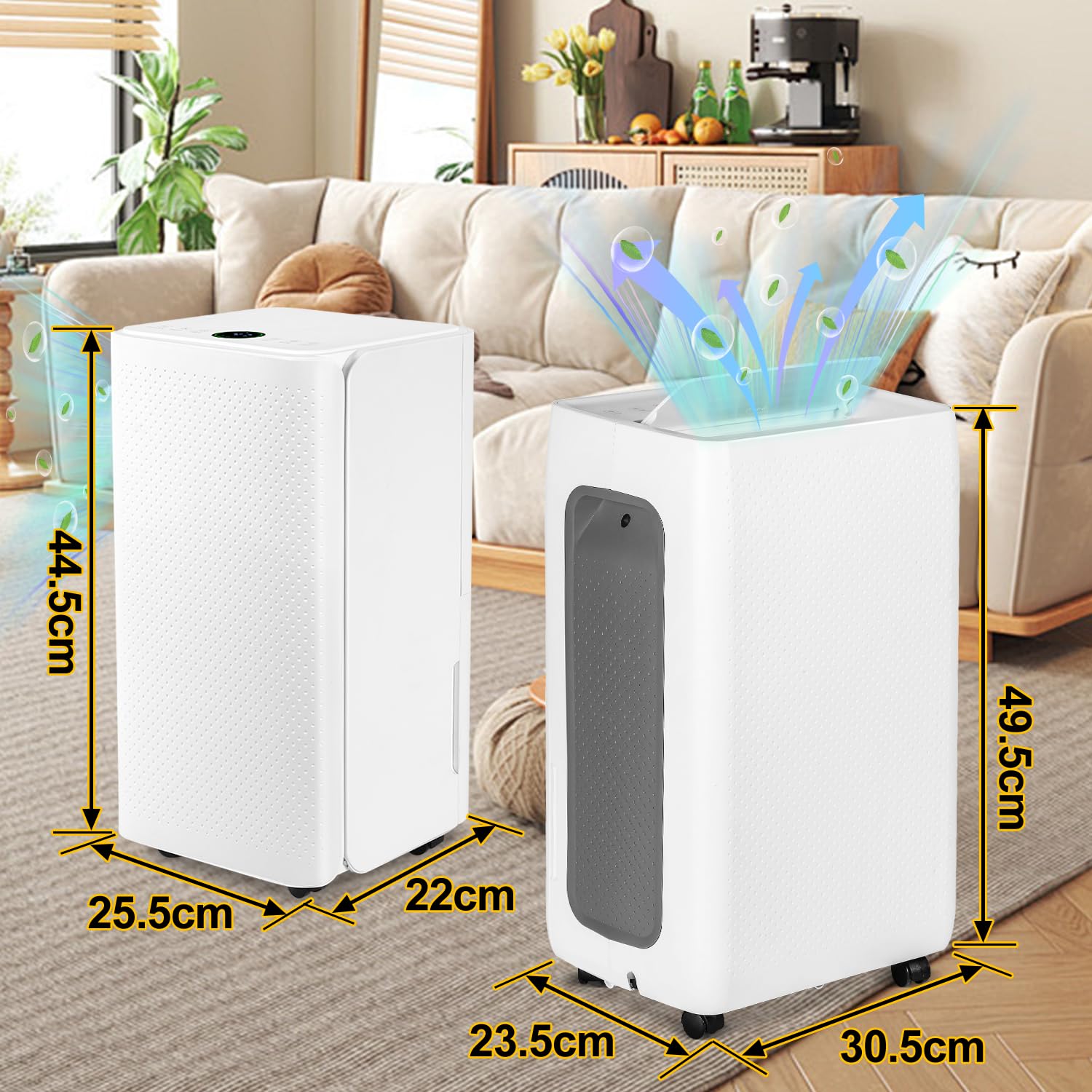 Osuszacz powietrza 16 l w 24 h wydajność osuszania, wielkość pomieszczenia ok. 15-20 m² z wyświetlaczem LED, bardzo cichy, suszenie prania, timer, ochrona przed wilgocią, pleśnią,