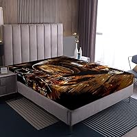 Vista 4 de Whisky - Juego de sábanas para niños, tamaño King, juego de ropa de cama rústica retro de grano de barril, decoración de habitación de niños