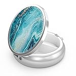 Pill Box 3 Compartment Small Pill Case,Portable for Pocket or Purse Pill Organizer Pill Container Holder to Hold Vitamins, Medication, Fish Oil and Supplements(Blue Quicksand)