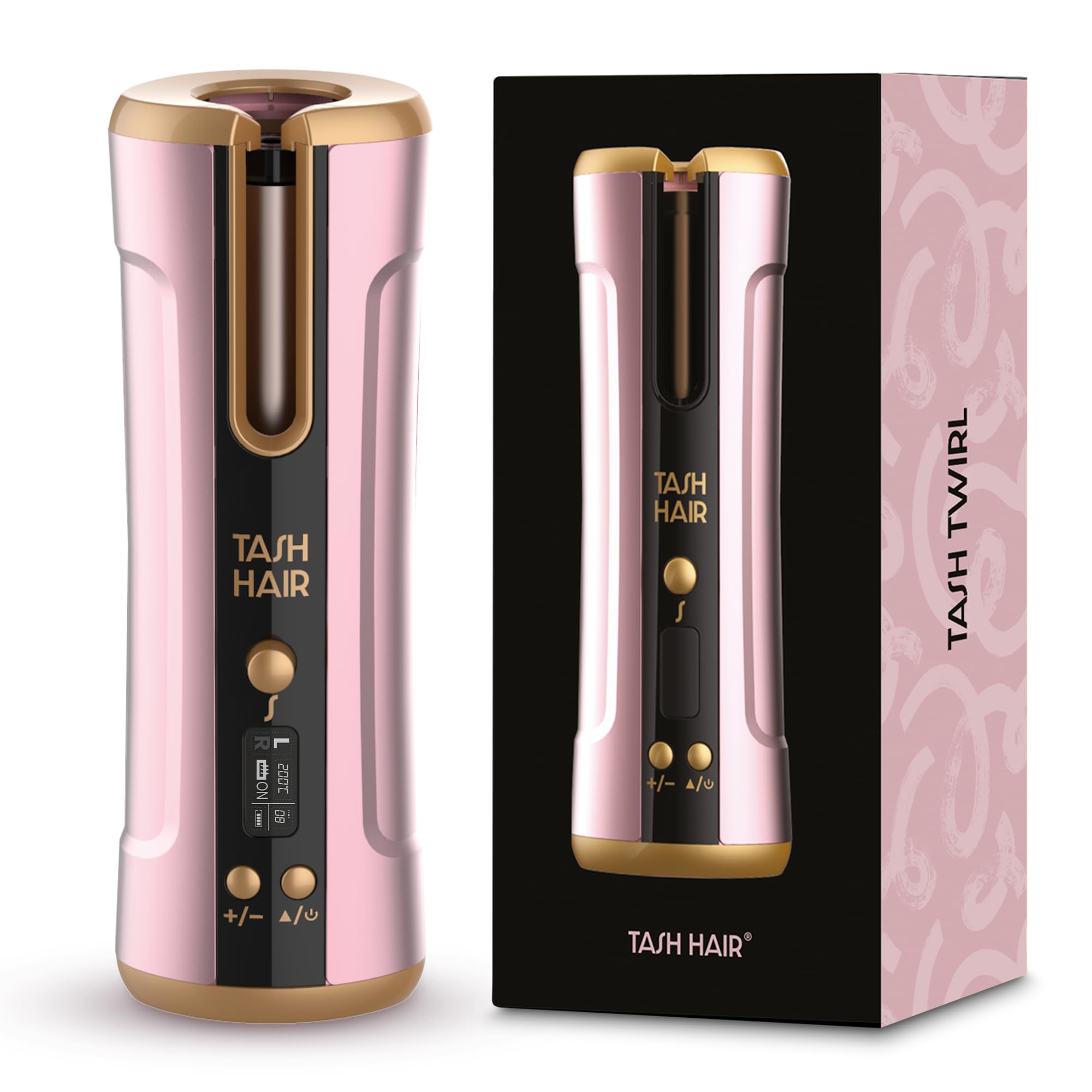Tash Hair Cordless Automatic Curler Machine for Women- Professional Long-Lasting & Bouncy Salon Curls- Ceramic Coated Barrel, Fast Heat Up, Cool Body, Adjustable Heat- For All Curling & Styling Needs