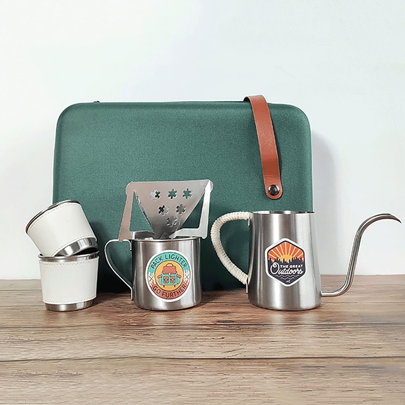 Juego De Cafetera con Hervidor De Cuello De Cisne Soporte De Filtro Hueco De Acero Inoxidable con Filtros De Café De Papel, Juego De Cafetera Manual De Bricolaje para Amantes del Café