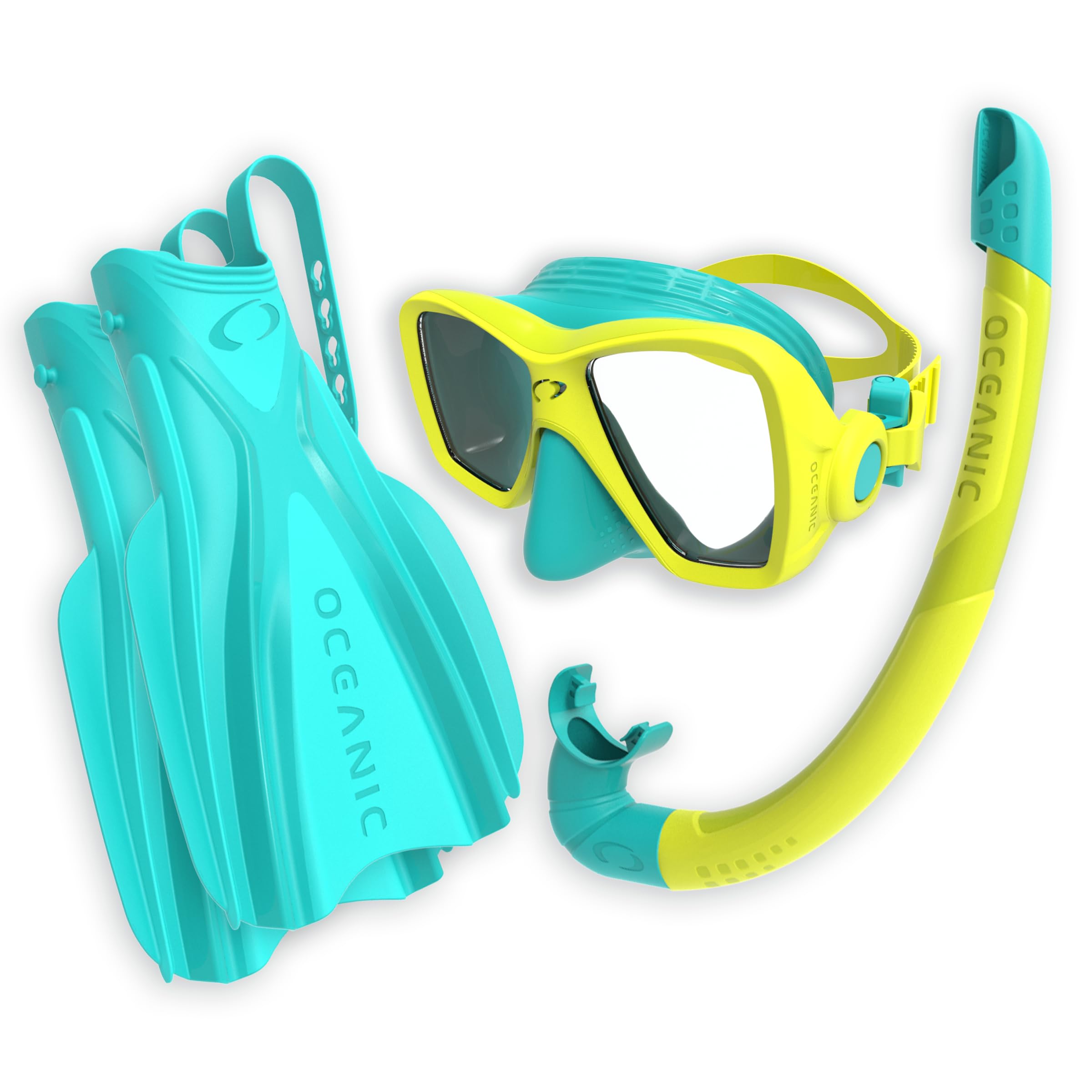 Oceanic Essential-01 JR - Set da snorkeling LG/XL, colore: acqua/giallo