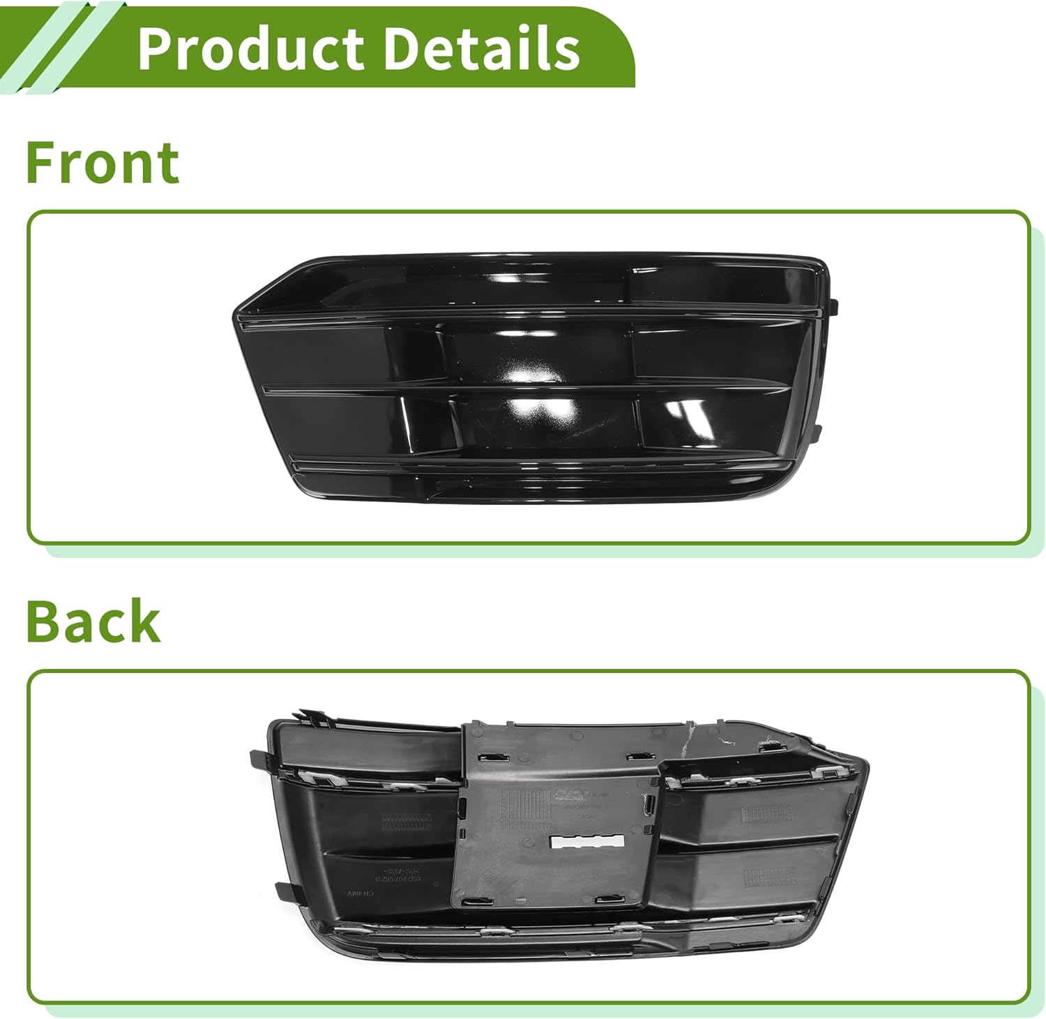 No.80A807680D Fog Light Grill for Audi Q5 2018-2022 Black Front Left/Right Front Lower Bumper Fog Light Cover Inserts ABS 1 Pair