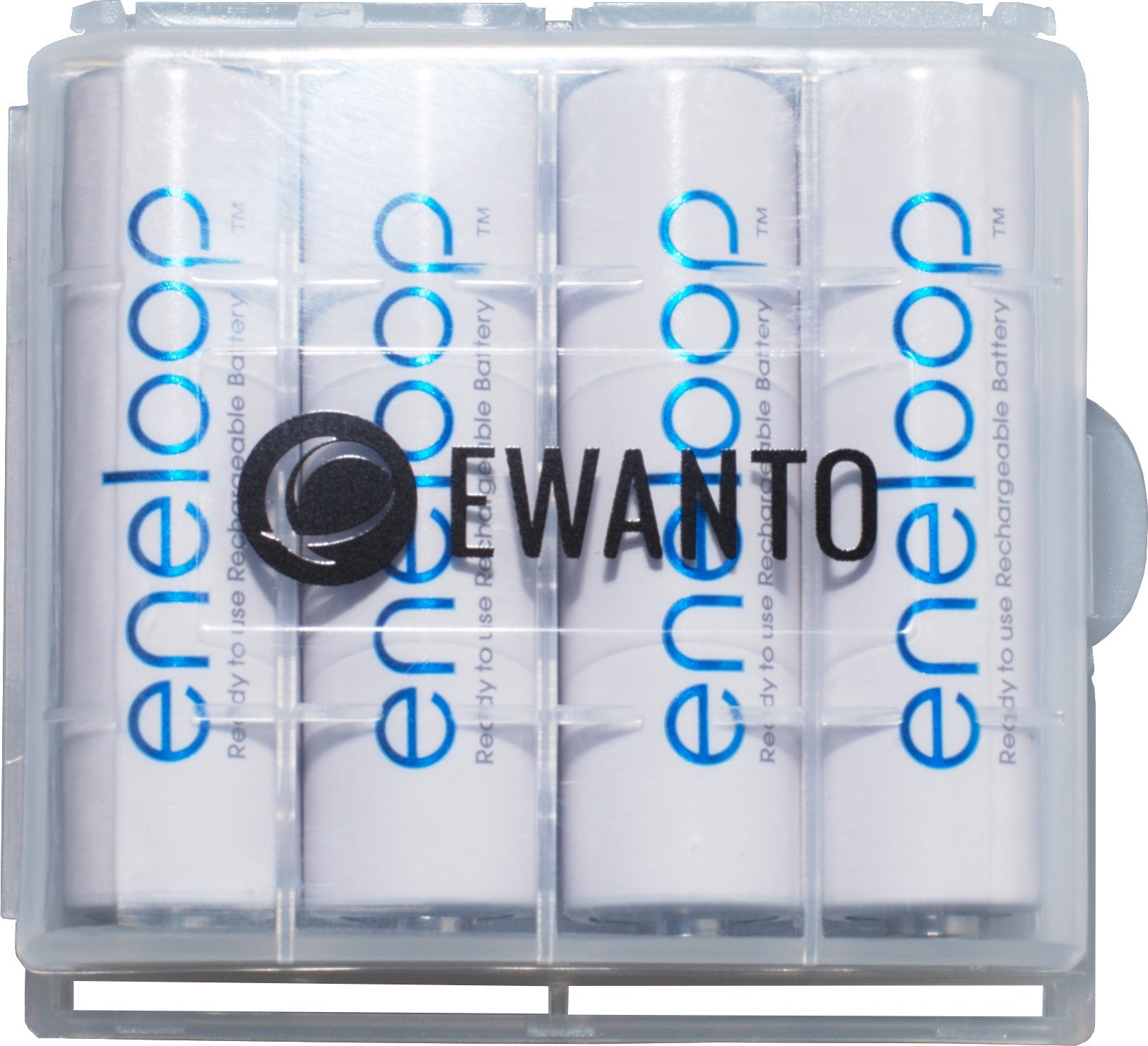 1000 x EWANTO pudełko na baterie/pudełko na baterie do przechowywania 4 szt. Mignon (AA) lub Micro (AAA) baterie i baterie przezroczyste z logo