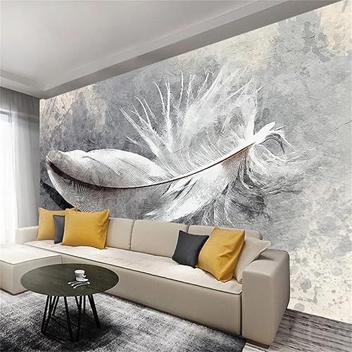 Hrogdo Papel tapiz retro de plumas de tinta dibujadas a mano, mural grande, despegar y pegar, calcomanías de pared de PVC autoadhesivas extraíbles