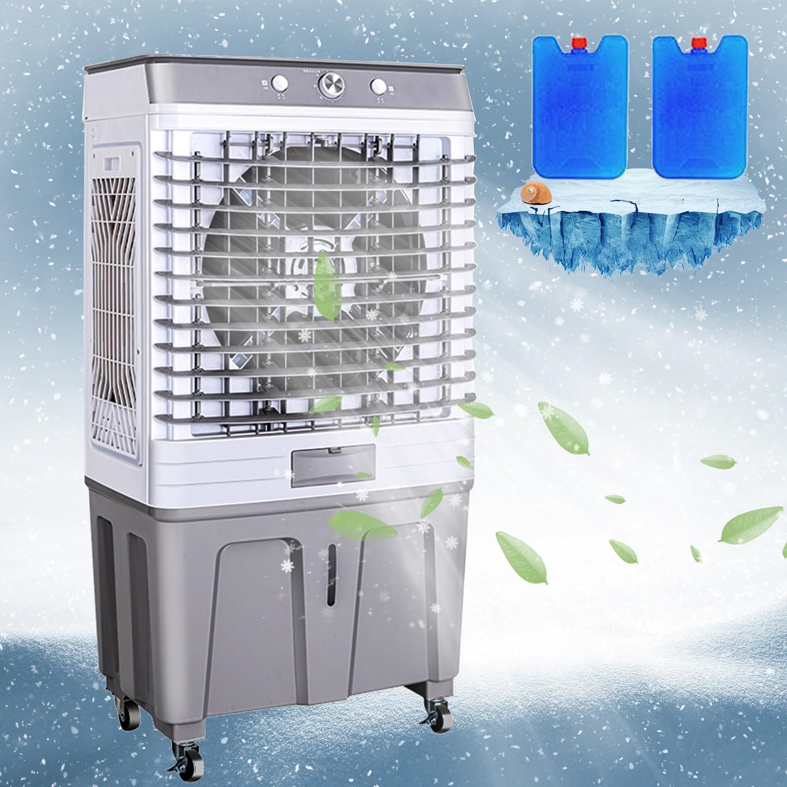 MESOVFCA Portable Air Conditioner Evaporative Cooler, 3 Speeds, 80L Tank, 20M Air Supply, Ideal for Home, Commercial, Industrial Use