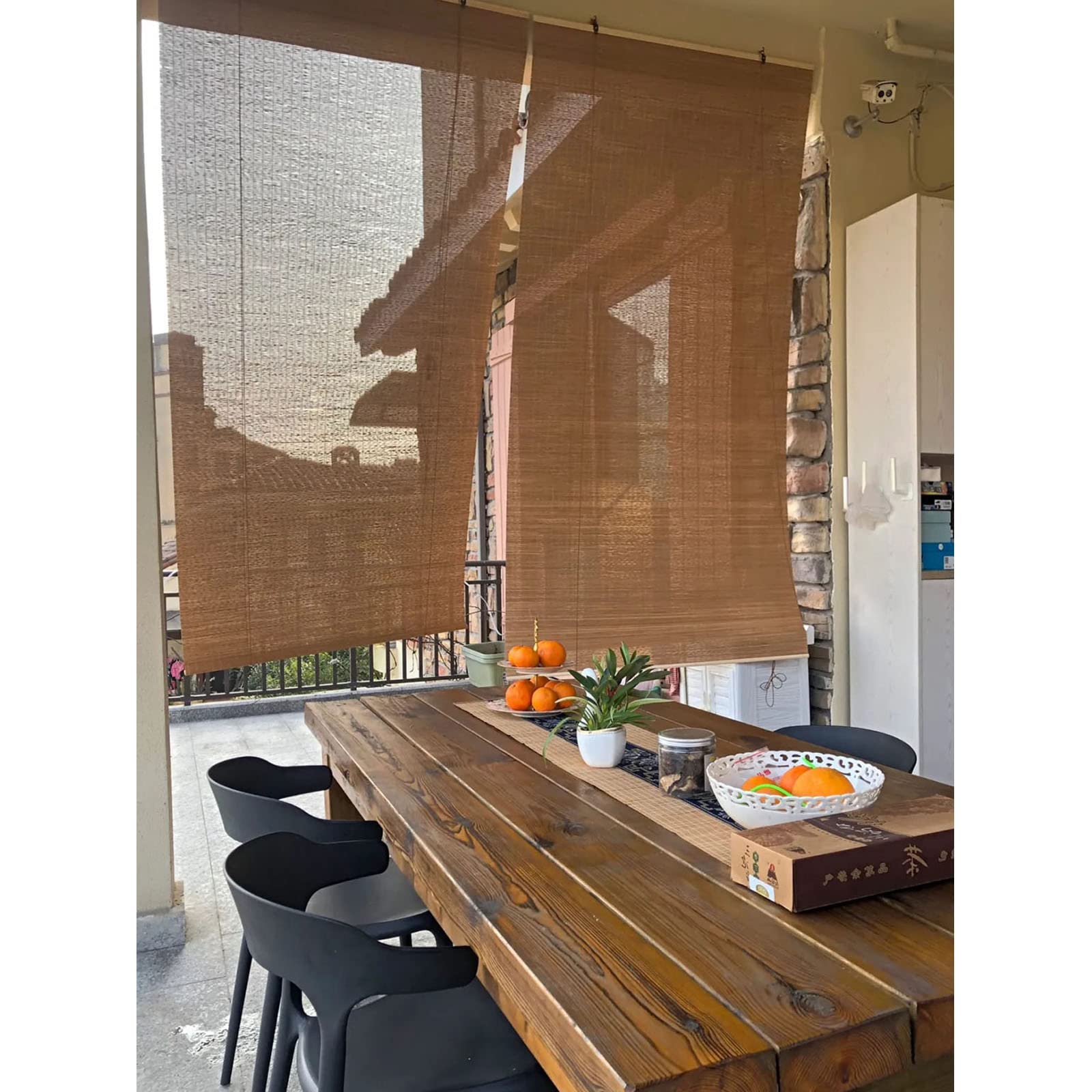 Rolgordijnen,Bamboe Gordijnen 50cm 60cm 80cm 100cm 120cm 145cm Breed,Indoor Outdoor Bamboe Rolgordijn,Zonnescherm Gordijn Met Lifters, Lichtfilterjaloezieën Voor Ramen Deuren,W×H-110x170cm/43x67in