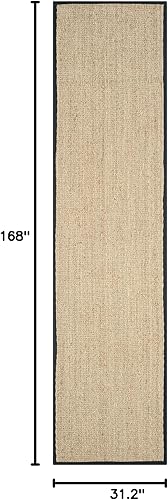 Miniatura 283 de Safavieh Colección de fibra natural NF115P - Alfombra (fibra natural), color gris, Fibras naturales beige, (Natural/Beige),Natural/Negro,Natural