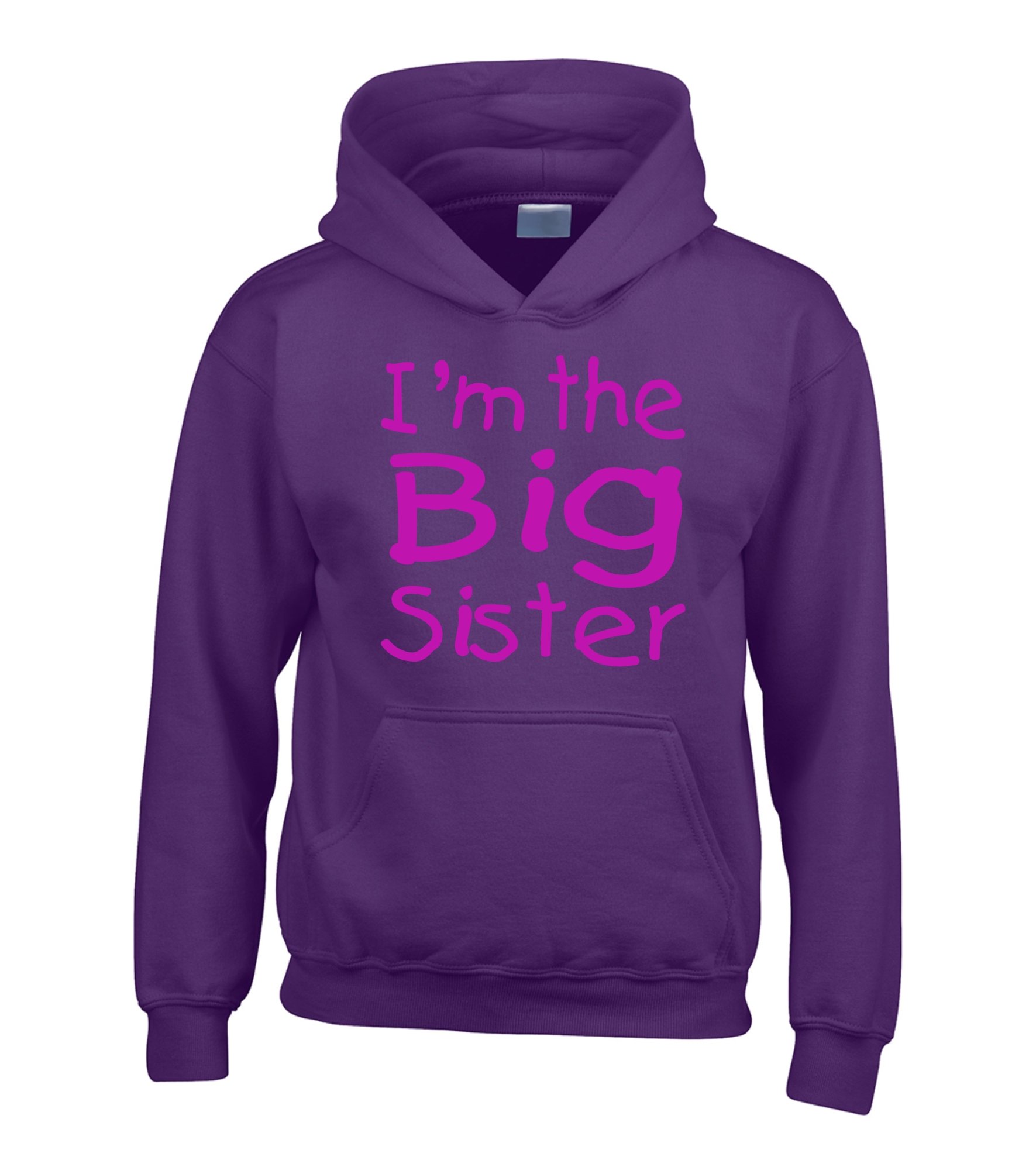 Edward Sinclair Purple | 9-11Years (32") | I'm The Big Sister | Hoodie | With Pink Glitter Print