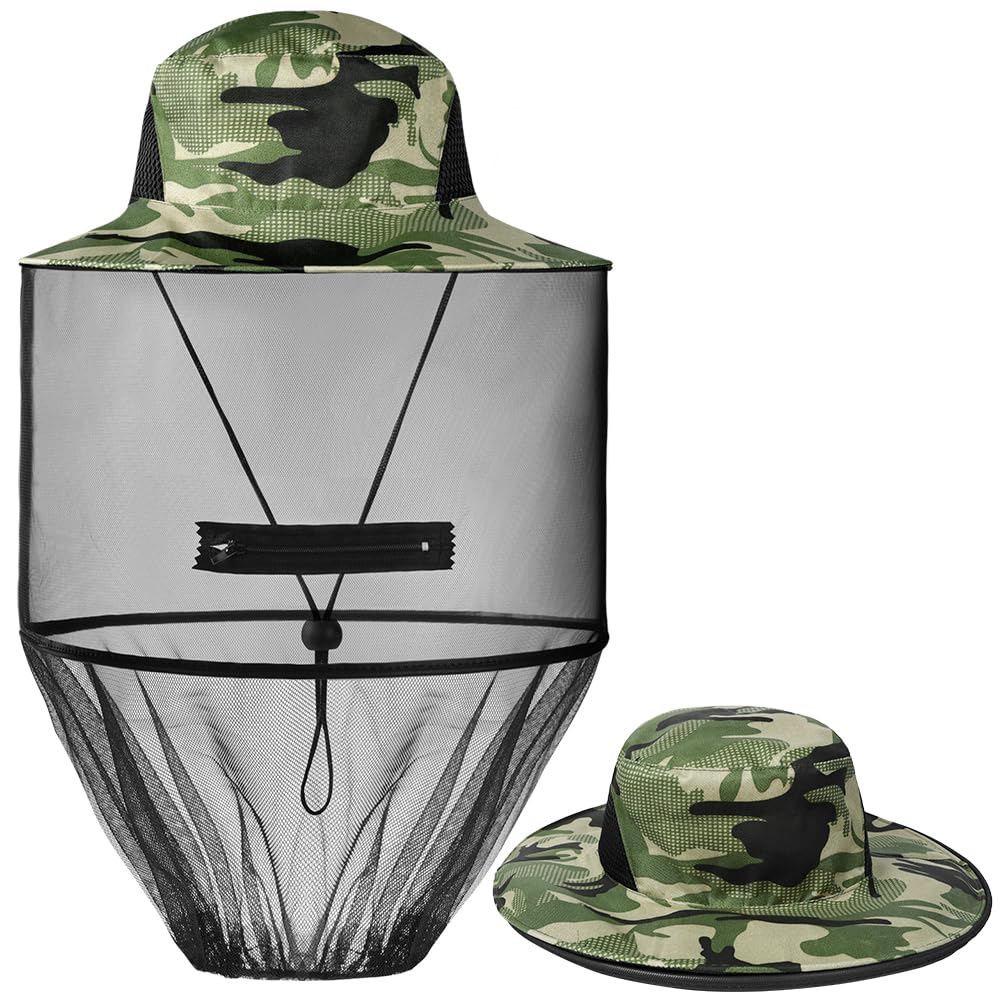AOGOE Head Net Face Mesh Head Cover, Hut Mit Moskitonetz, Moskito Kopfnetz Net Kopfschutz-Netz für Optimale Sicht, Waschbar, Moskitonetz Hut für Outdoor Lovers,Klettern,Angeln, Imkerei