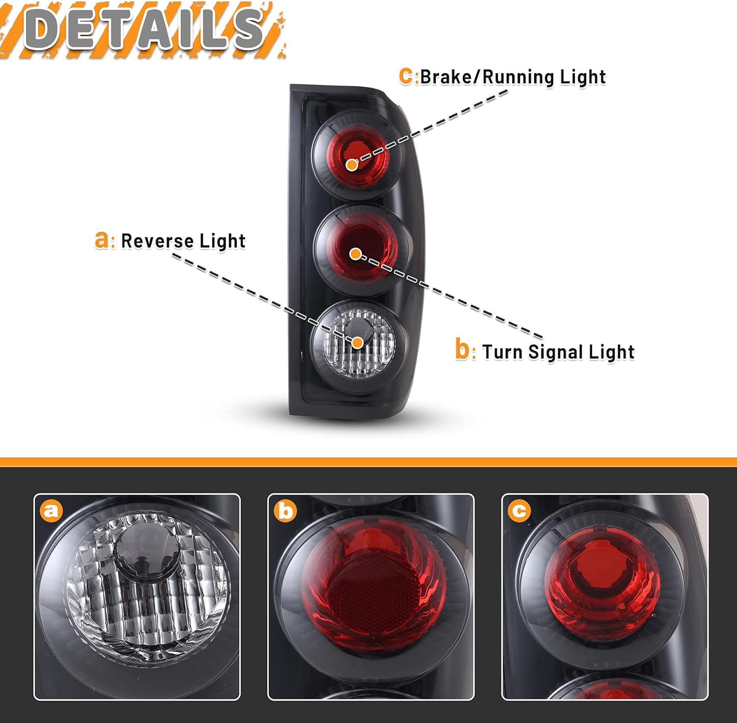 Tail light functions: Reverse, Turn Signal, Brake/Running Light