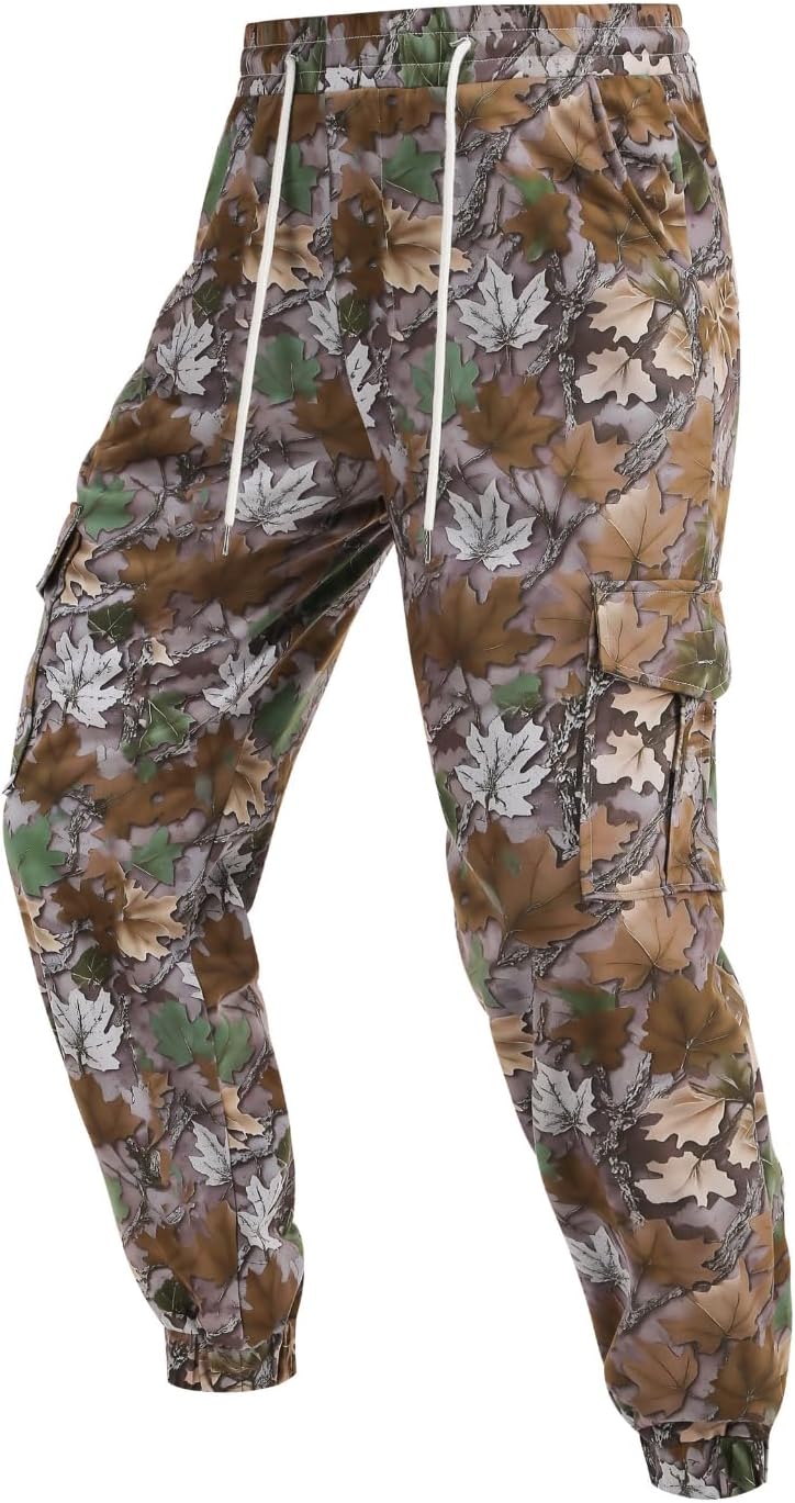 yolsun Men Camo Cargo Jogger Sweatpants, Men Camouflage Pants Casual Drawstring Sport Jogging Pants Outdoor Trousers