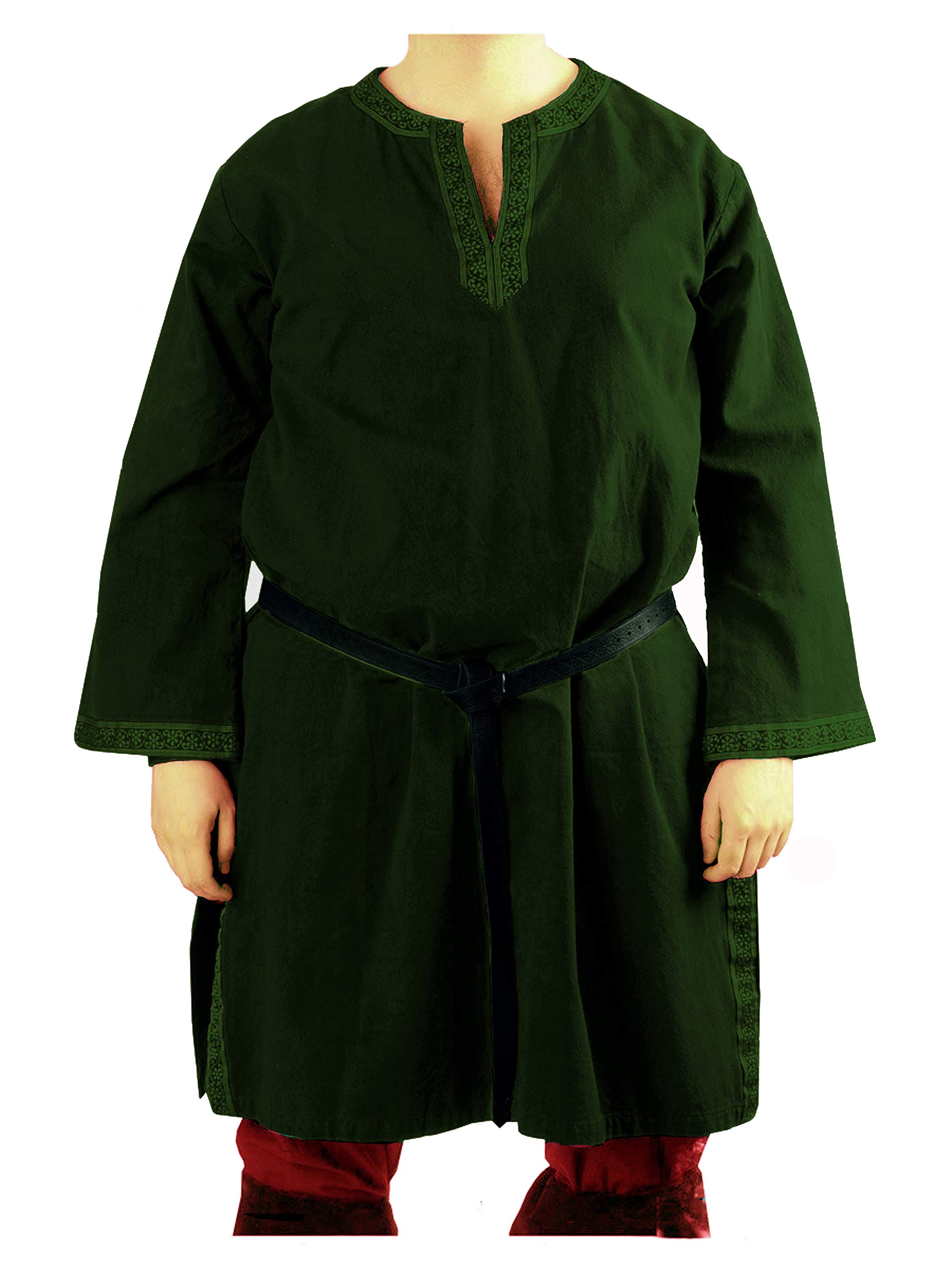 Aljanna Medieval Men's Viking Full Sleeves Cotton Tunic (Size = XXS-7XL, 13 Colours, VK-012)