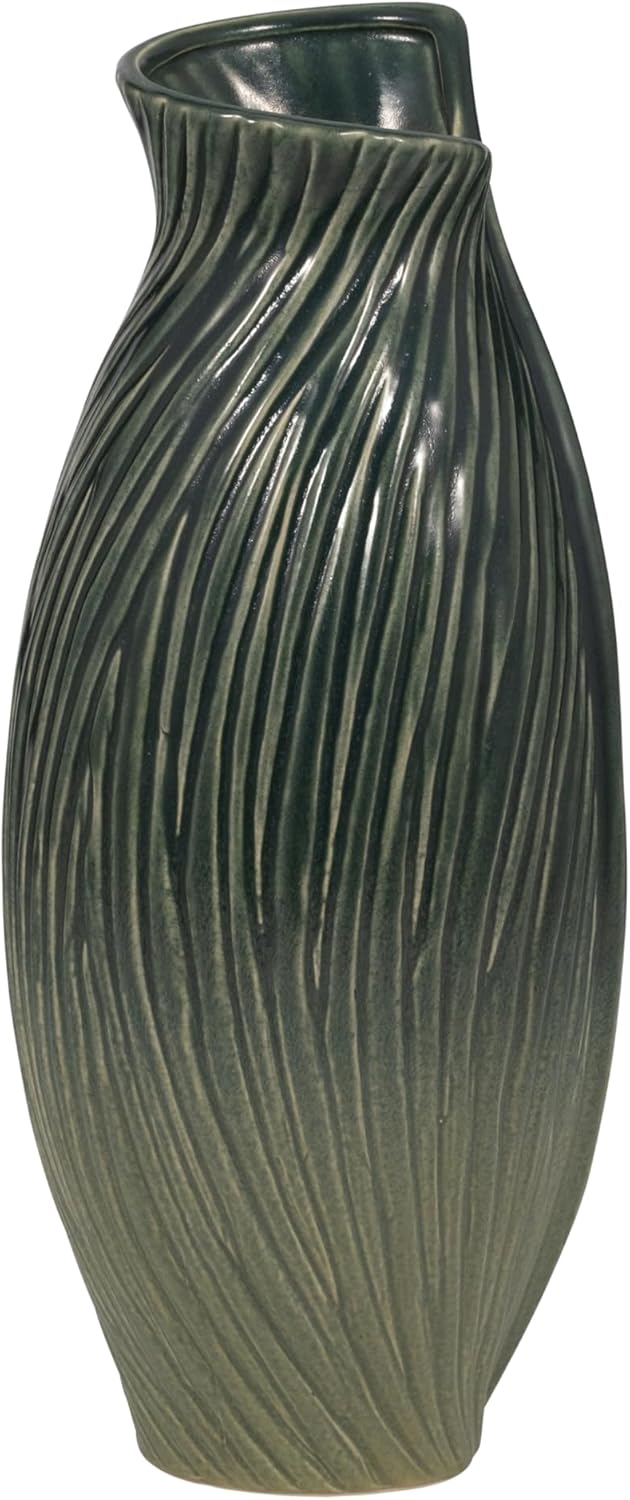 Ceramic Vase for Office Decor Display – Stylish Flower Vase for Home, Bedroom, Living Room, House, and Table Decor – Elegant Accent for Any Room or Centerpiece Statement – 16”, Green