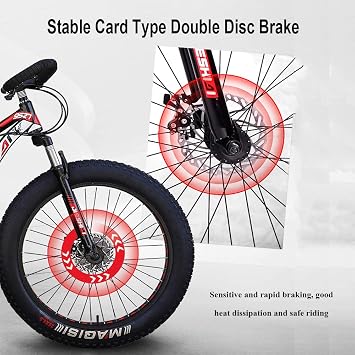 Full Suspension Mountain Bikes with Dual Disc Brake for Adults Men Women, High-Carbon Steel Fat Tire Mountain Trail Bike All Terrain Mountain Bicycle,New Blue 1,26 inch 7 Speed
