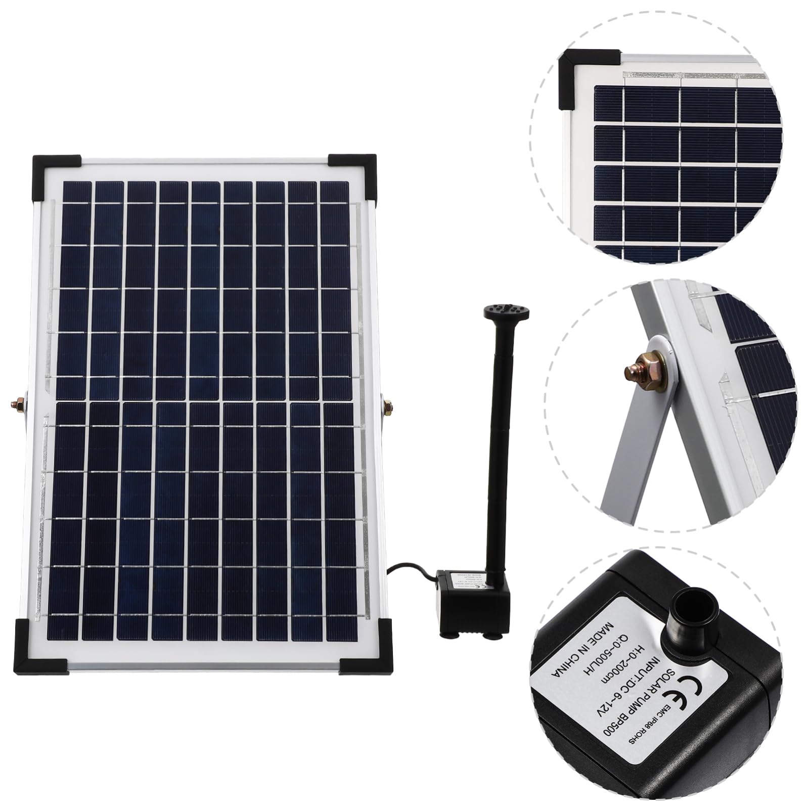 Solar Water Pump 1350l/h in Pp Nero, Pompa Fontana Solare | Atmosfera Estiva, Fontana Solare da Giardino per Outdoor e Pond, Convenient Charging, Versatile Use