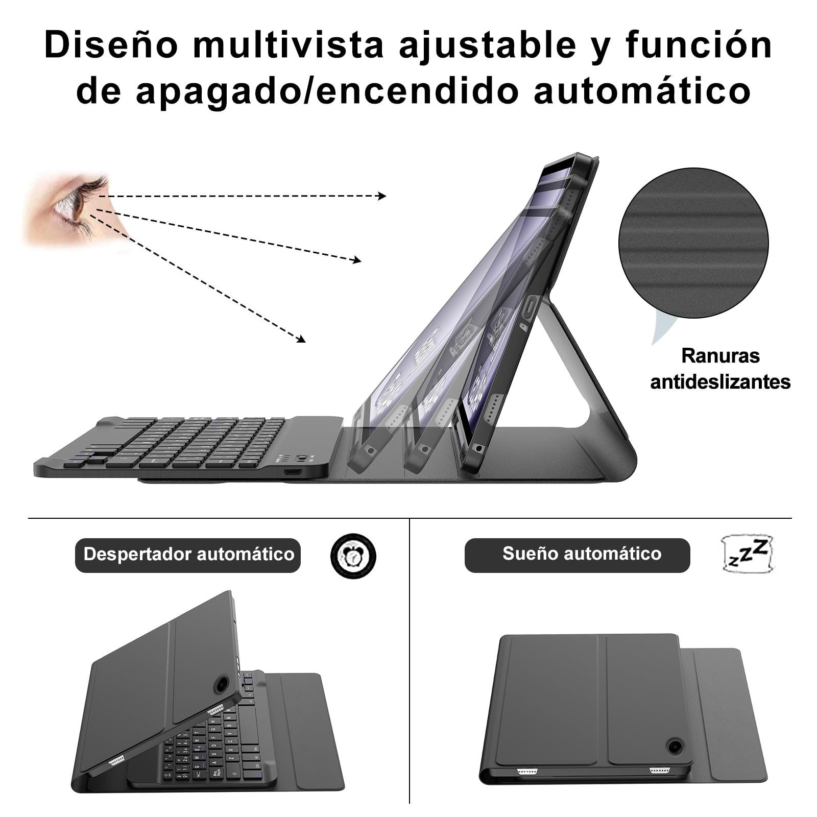 IVEOPPE Teclado Samsung Galaxy Tab A9 Plus 11 Pulgadas 2023, Funda Teclado Español Ñ Bluetooth Desmontable para Samsung Galaxy A9+ (SM-X210/X216/X218), Negro