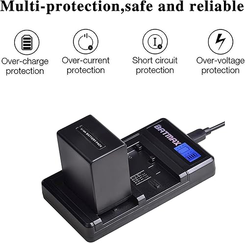Miniatura 4 de Batmax 2 baterías NP-FV100 de 3900 mAh + cargador dual LCD USB para Sony NP-FV100A; DCR-SR15, SR21, SR68, SX44, SX85, FDR-AX100, HDR-CX110,