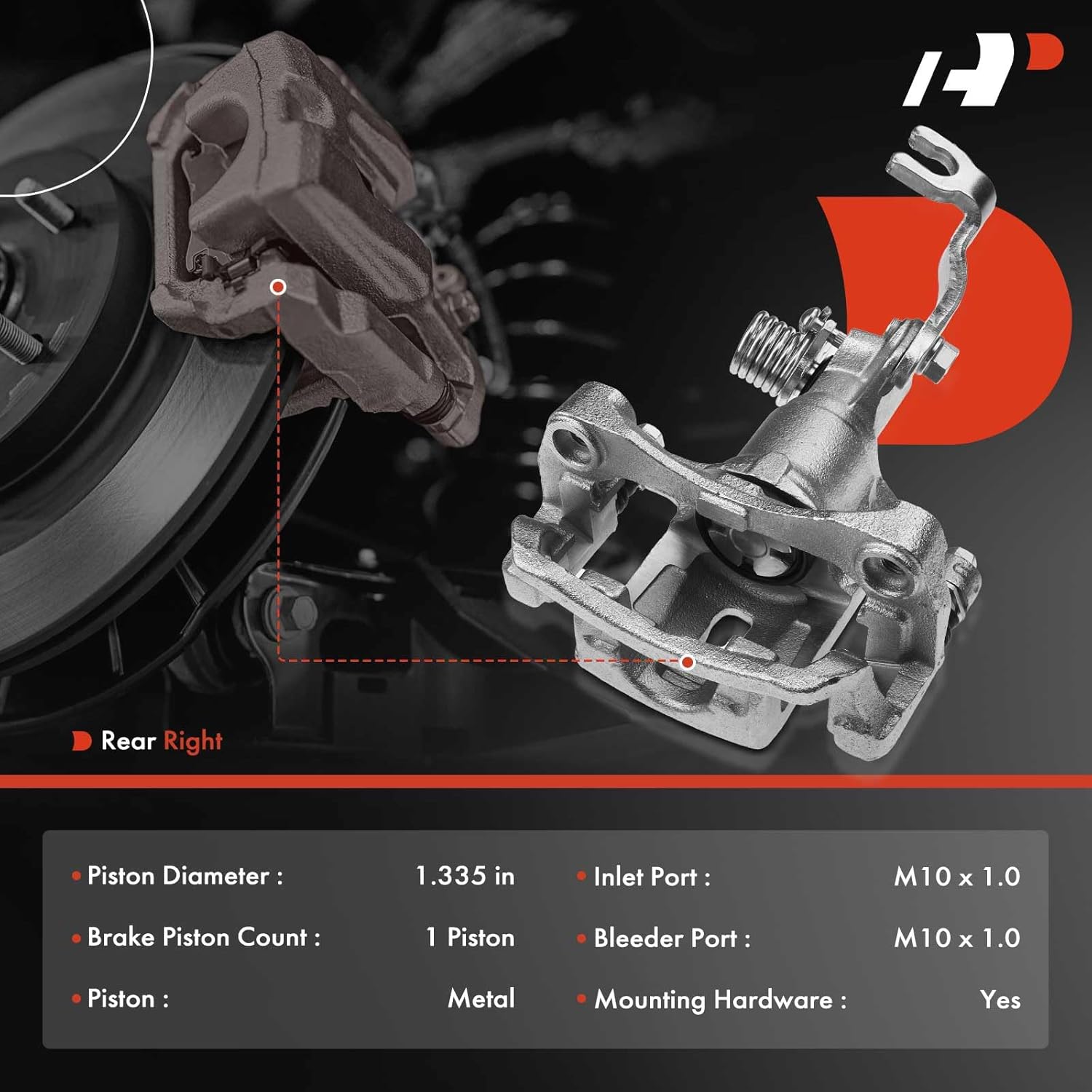 A-Premium Disc Brake Caliper Assembly with Bracket Compatible with Select Infiniti and Nissan Models - G20 2002, Sentra 2002-2006, L4 2.5L - Rear Right Passenger Side
