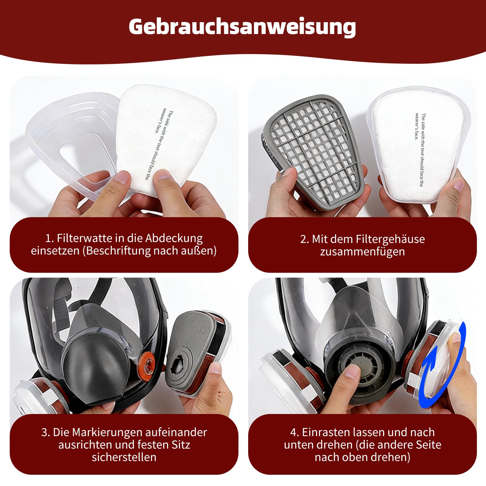 SZYBH 6001 Filtres pour Respirateur, Lot de 80 Cotons Filtrants + 6 Cartouches et 6 Capuchons, contre Vapeurs Organiques, Compatible 6200 6502 6800 7501 7502, pour Peinture Industrie Bricolage