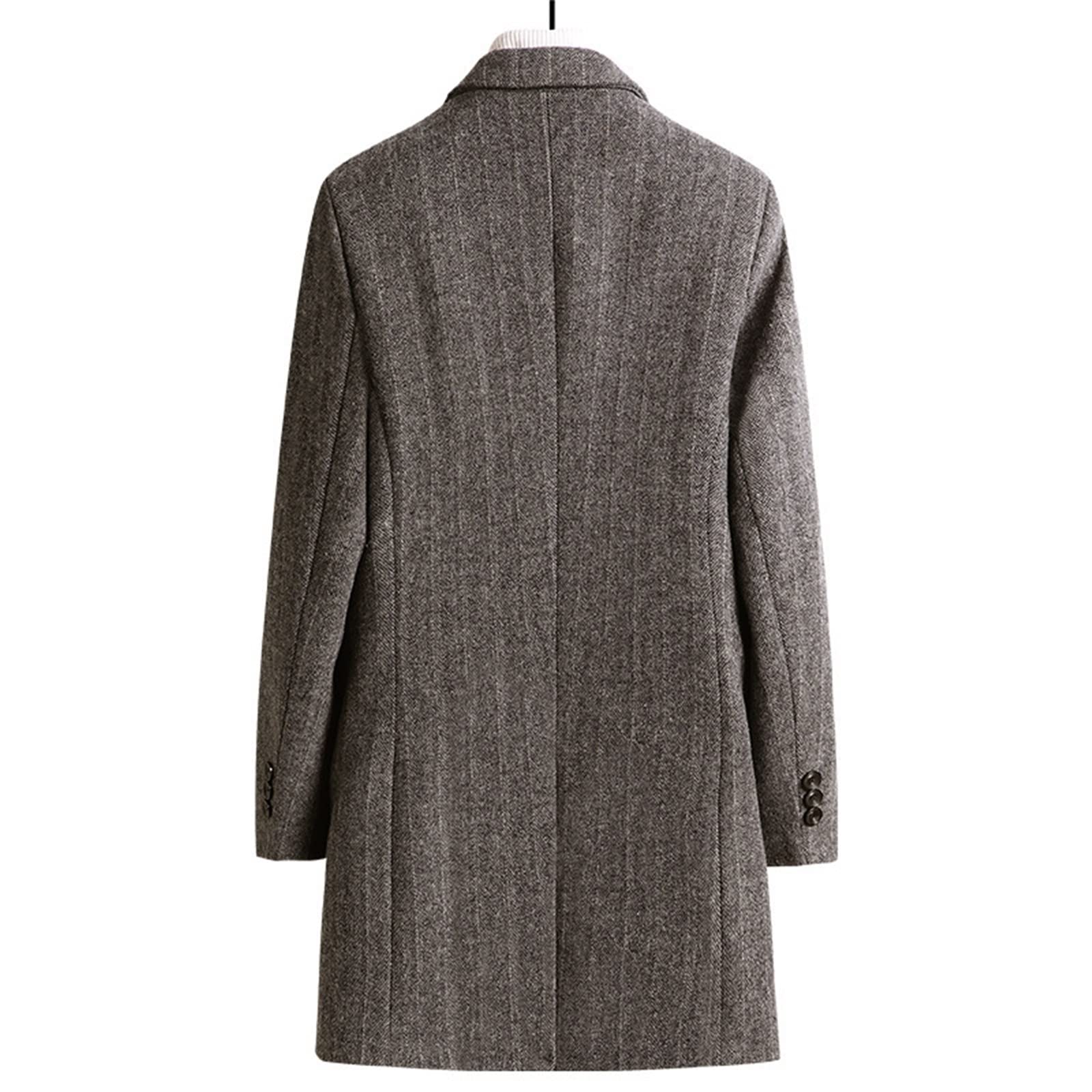 Cappotto di lana da uomo di media lunghezza bavero con risvolto in misto lana addensato giacca a vento da lavoro calda alla moda autunno inverno per la protezione dal freddo e dal vento