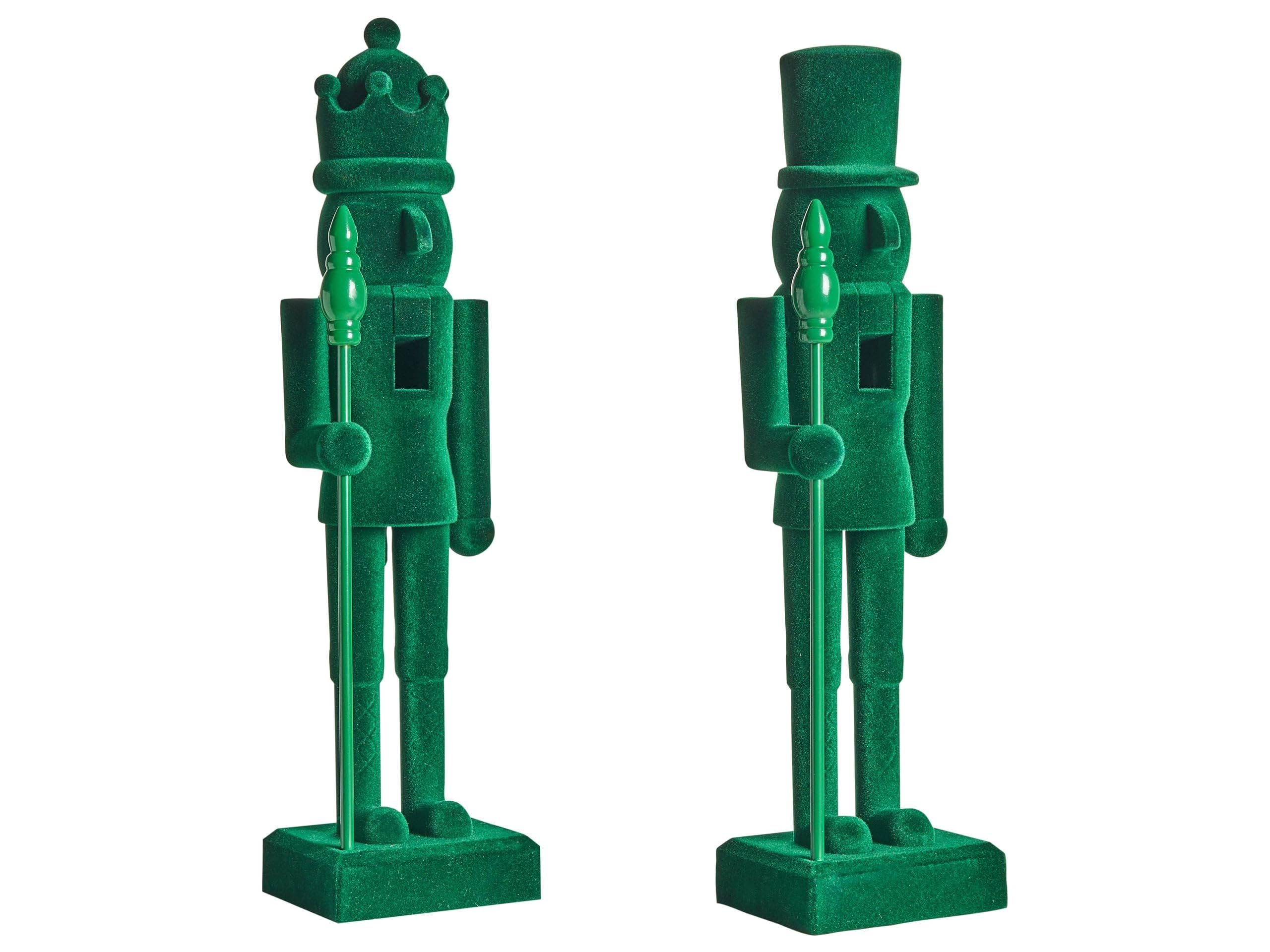 Beliani Lot de 2 Figurines Casse-Noisettes en Synthétique Décoration de Noël Vert Flatey