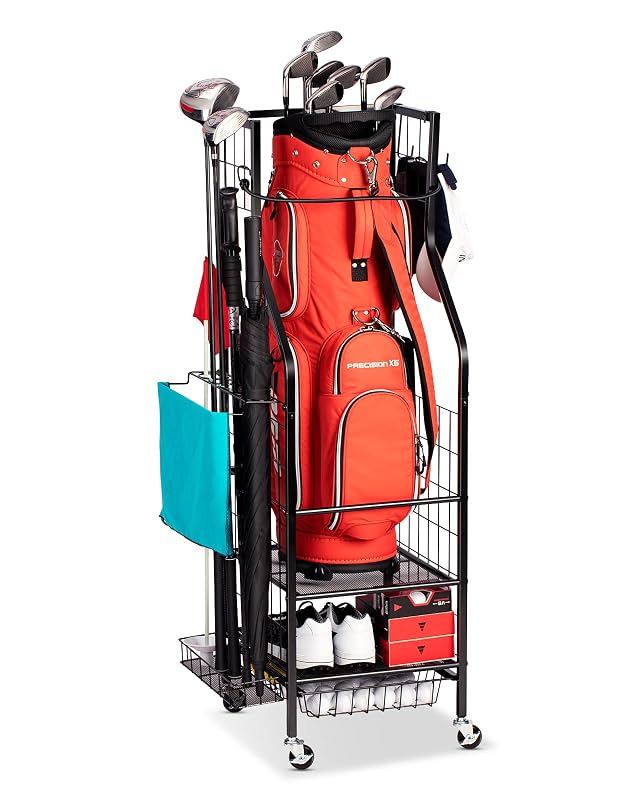 Golf Bags Storage Garage Organizer - Golf Bag Stand Fit Single Golf Bags Golf Clubs and Golf Equipment