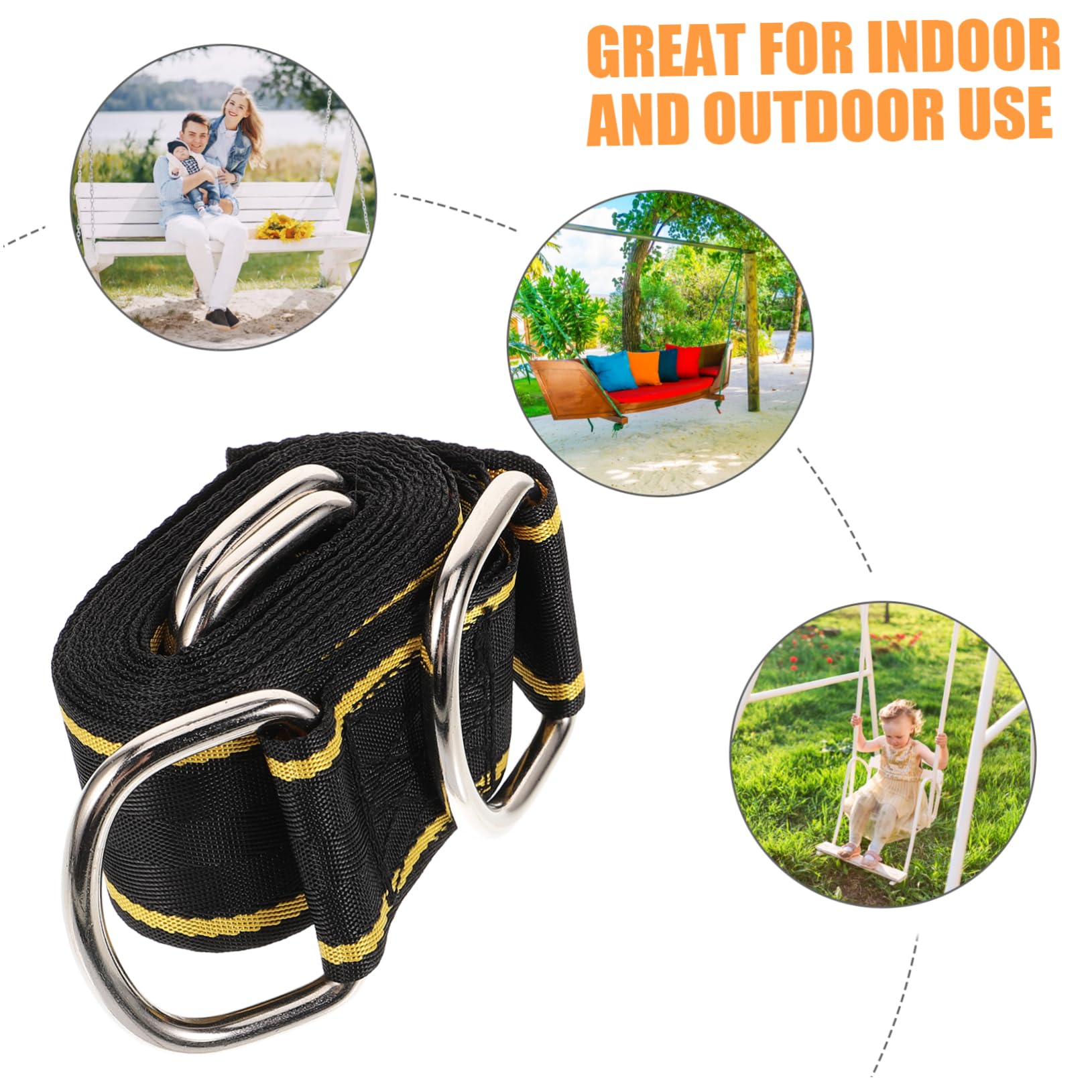 BESPORTBLE 1 Set Swing Straps Outdoor Hammock Chair Hanging Straps for Hammock Long Hammock Straps Hammock Swing Camping Hammock Rope Hammock Swing Band Kit Hammock Strap for Trees Nylon