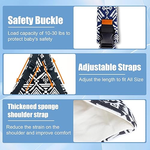 Miniatura 2 de Marrlly Portabebés 2025 - Portabebés para recién nacidos a niños pequeños, ligero con correas ajustables para niños pequeños, para 10-30 libras