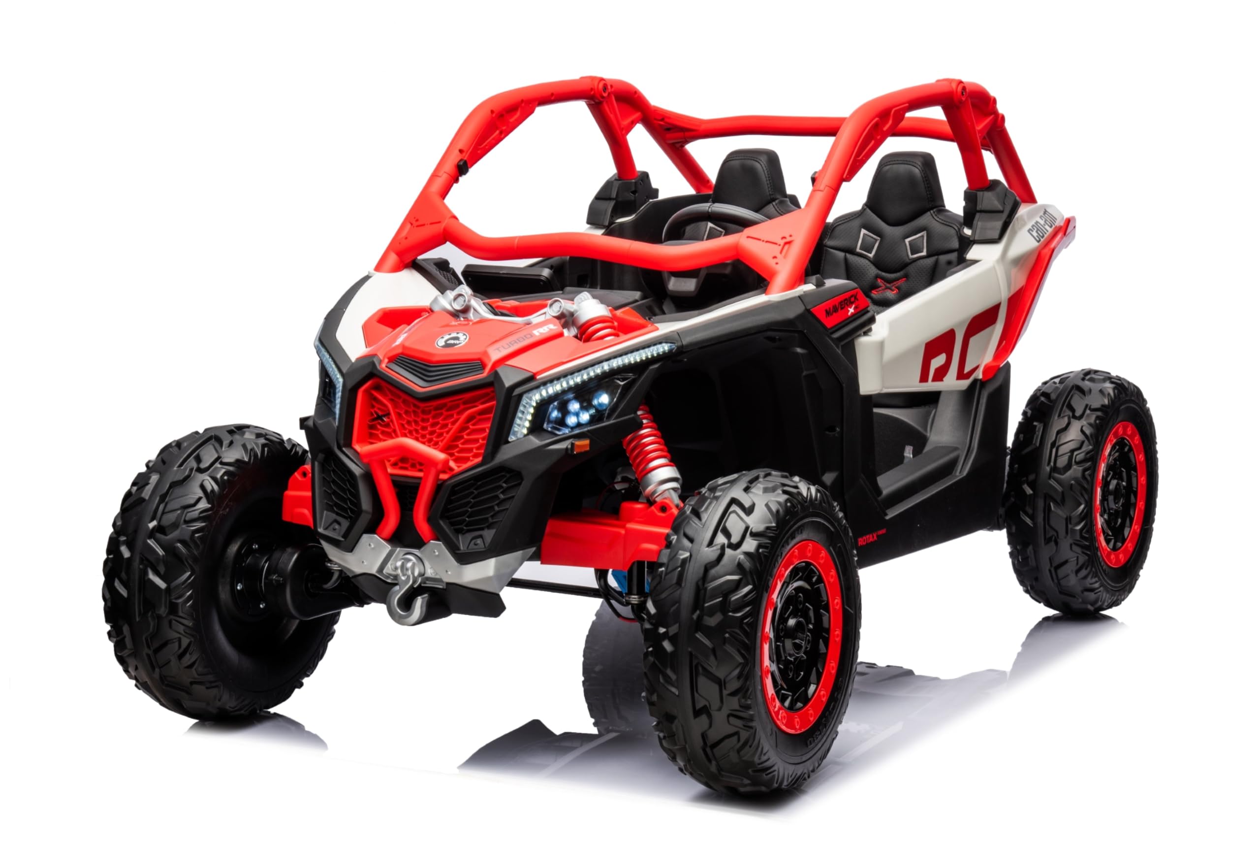 TechPlus- 12v 7AhSeater Buggy 24V UTV-RS Version Electric Kids' Ride-On Car,Baby Car w/Parent Remote Control Battery Powered Off-Road Ride on Toys w/Spring Suspension, LED Lights, Music (Red-1)