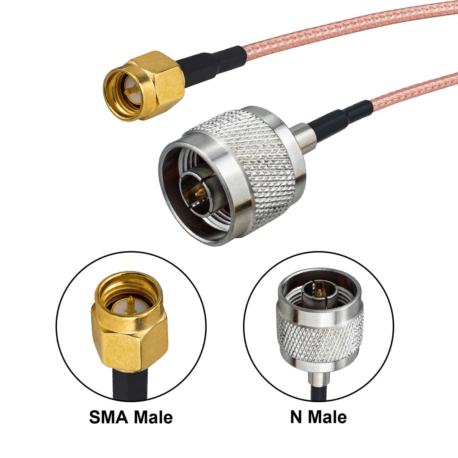 urcianow 2 Pcs N Male to SMA Male RG316 Coaxial Adapter Cable 50Ohms 15cmx2 Low Loss N To SMA Cable for router antenna signal enhancer wireless adapter - Image 2