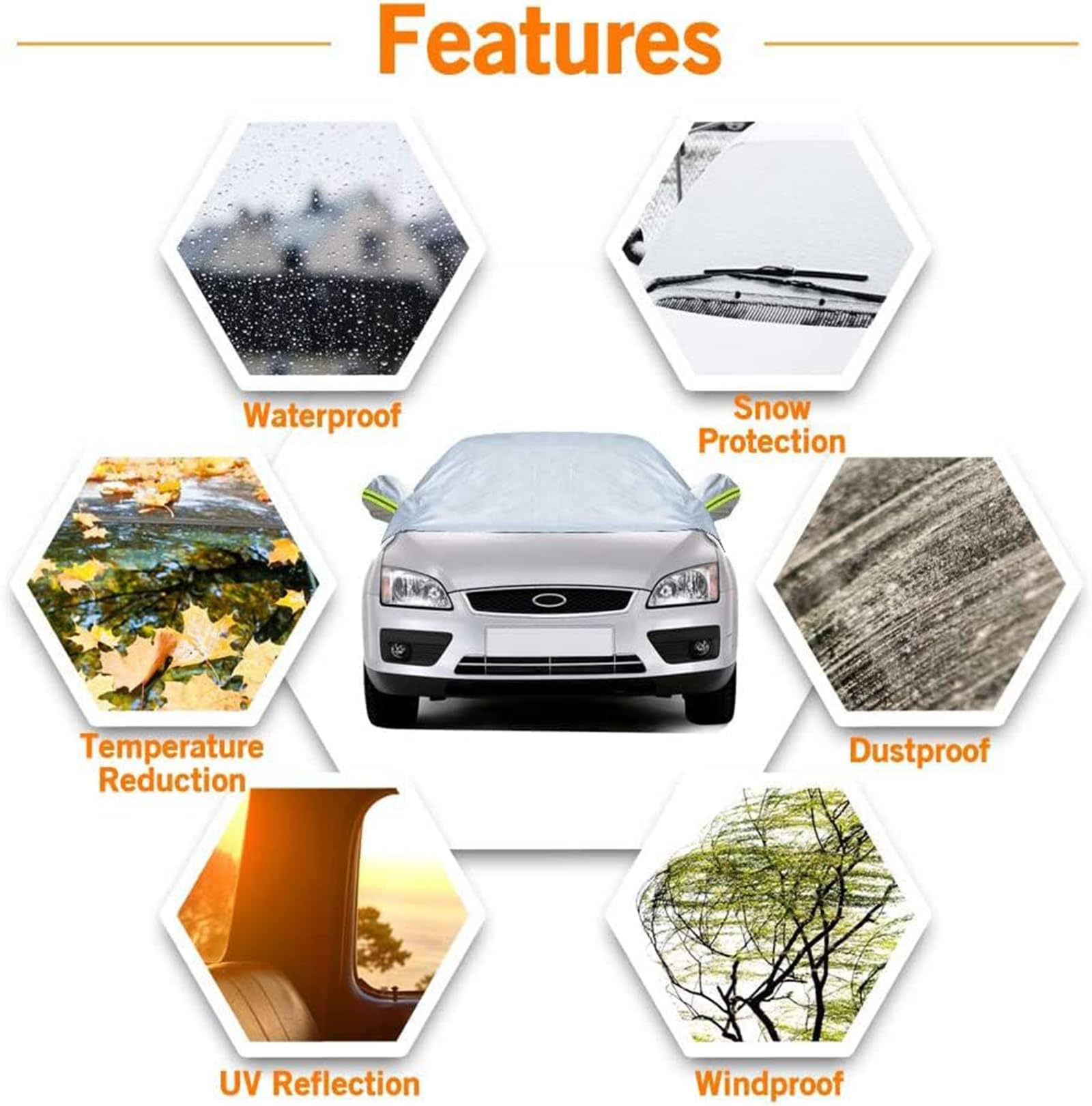 LAGNY Couverture Pare Brise Voiture pour Peugeot 406/407 / 408/4007 / 4008 Hybrid/PureTech/GT, Protection Repliable Anti Givre et Neige UV Soleil Poussière Pluie