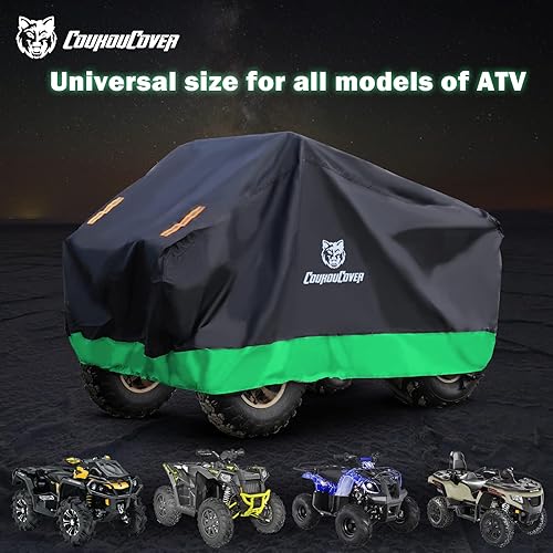 Miniatura 5 de Cubierta para cuatrimotos, tela Oxford 300D, duradera, impermeable, tiras reflectantes para todo tipo de clima (XXL 86 pulgadas, verde)