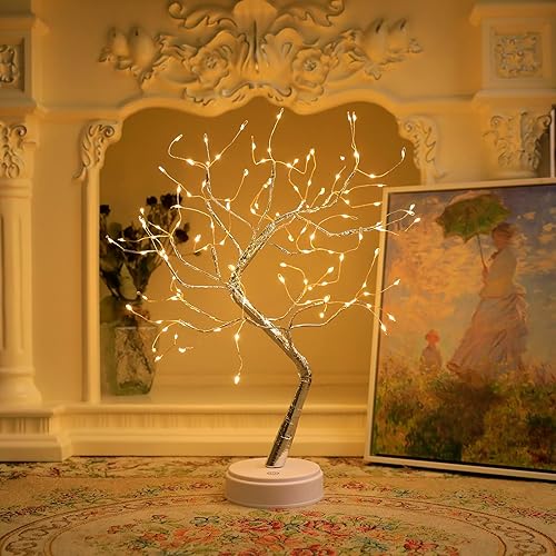 Miniatura 5 de Luces de árbol bonsái de mesa, lámpara LED de árbol artificial para bricolaje, luz nocturna funciona con bateríaUSB para decoración de habitación,