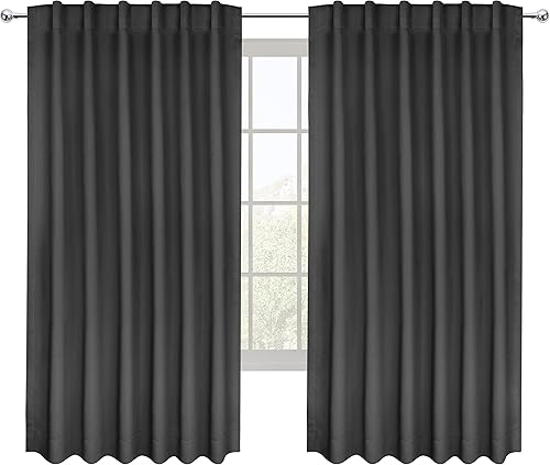 Utopia Bedding Cortinas blackout para oscurecer la habitación y aislar térmicamente 2 paneles 7 pasadores traseros por panel 2 abrazaderas incluidas