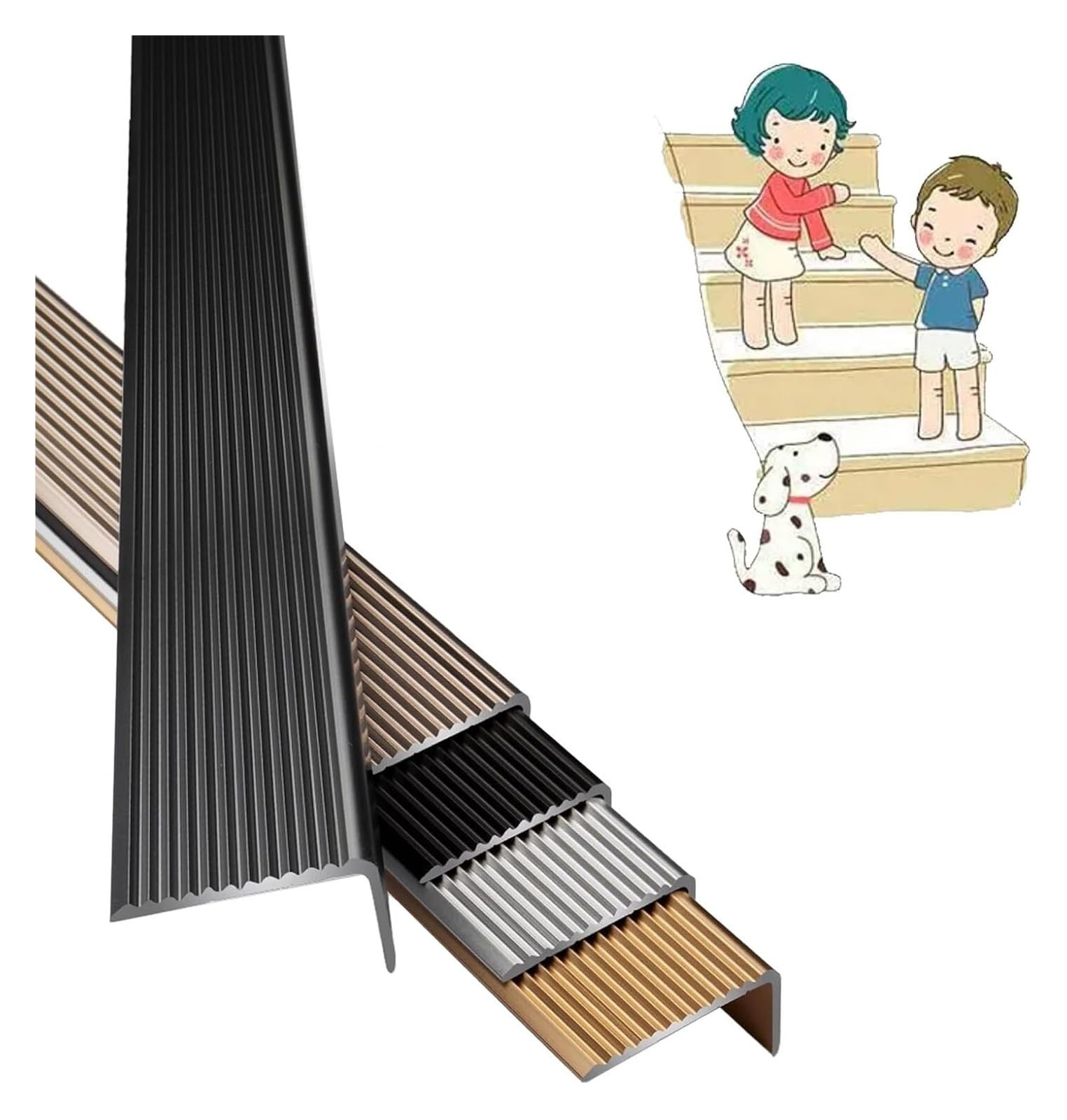 Aluminum Alloy Stair Nosing Non-Slip Outdoor Indoor StaircasesStair Edge Trim, Floor Edging Door Step For Outside Tile Trims/Edgings(Gold,W 70mm)